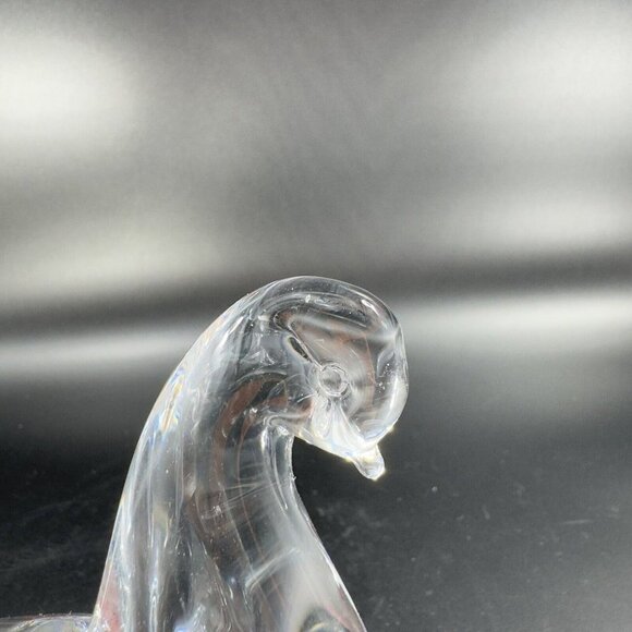 Swedish Clear Glass Bird Figurine Paperweight Manganese 365nm Green UV Glow VTG - Picture 3 of 15